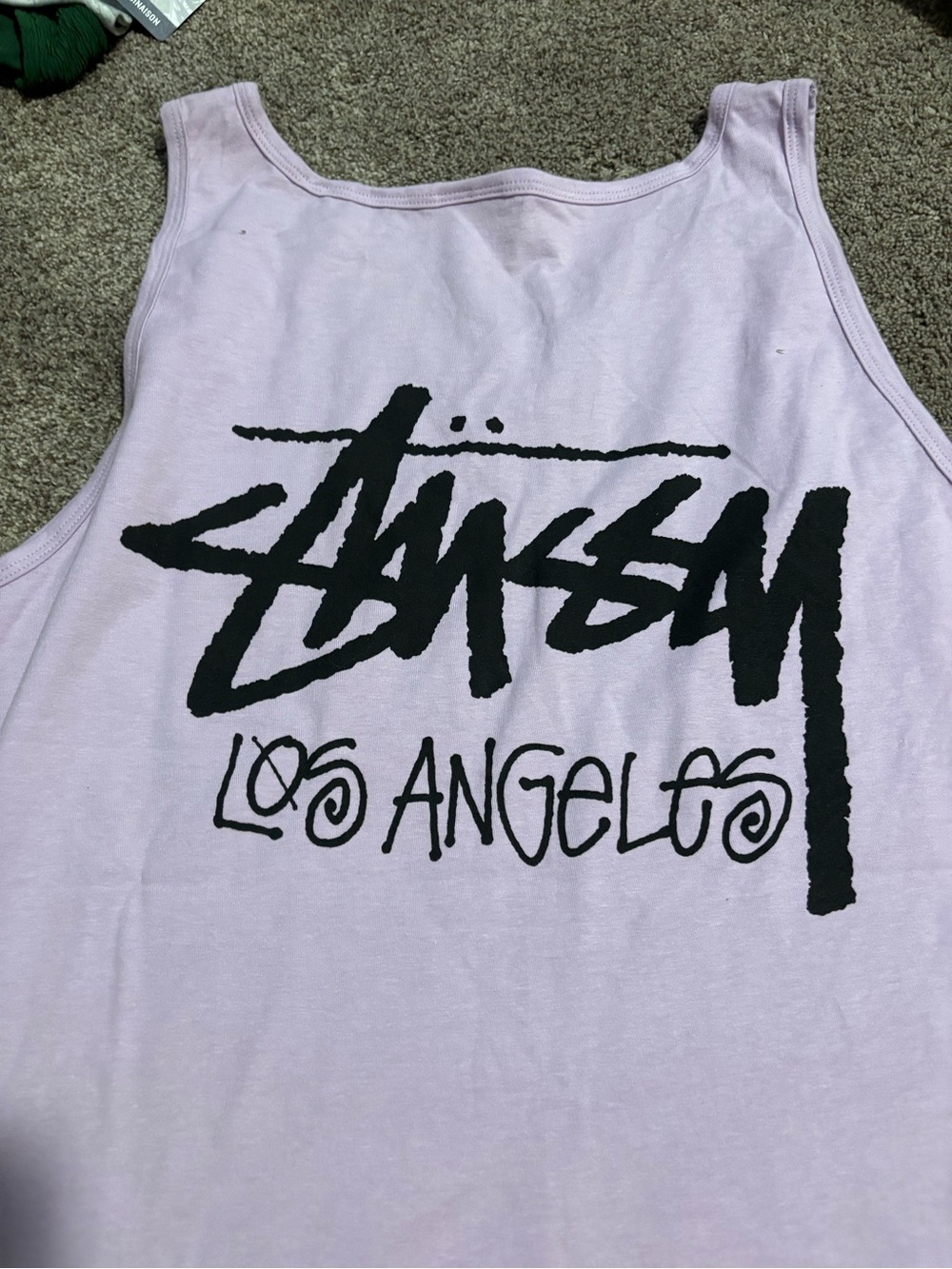 Stussy Lilac Crewneck Tank with Black Tag